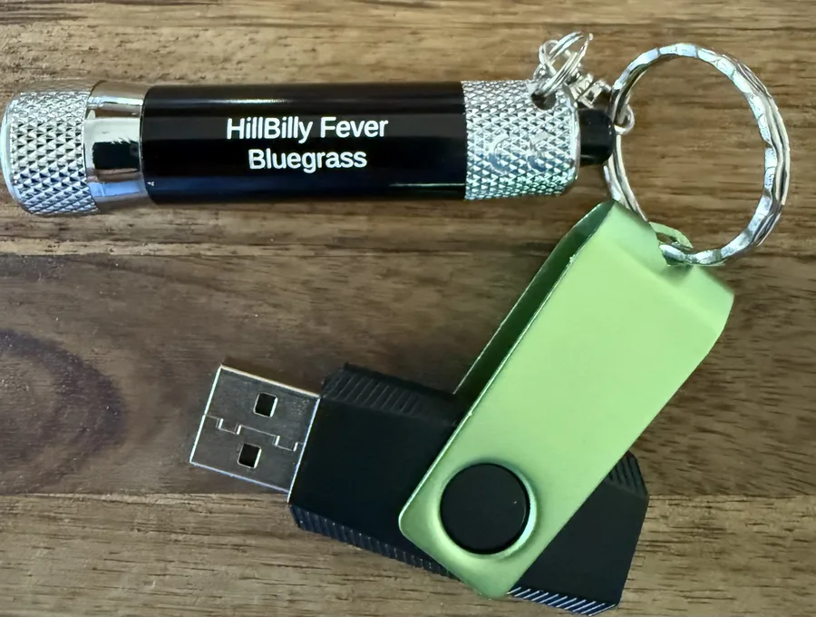 HillBilly Fever USB flash drive with keyring and mini flashlight